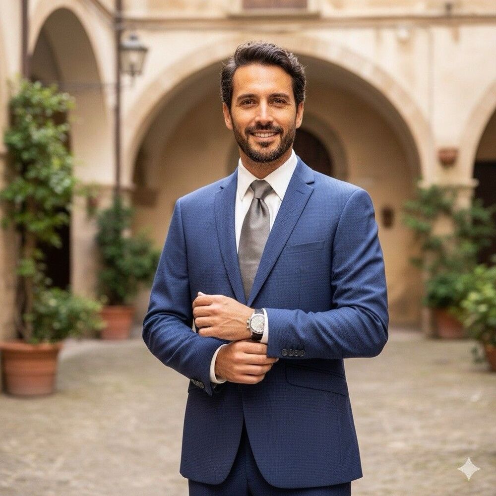 Arturo Calle Men 2pc Suit Drago Italian Fabric Super 110s Organic Wool 36R 30x29